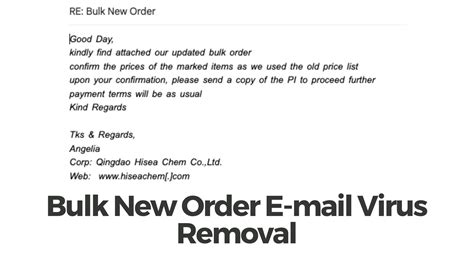 Bulk Order Email Virus Scam Removal Guide Fix