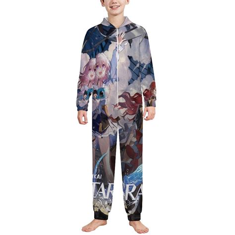 Honkai Star Rail Kids One Piece Pajama Hooded Union Suit PJs Sleepwear