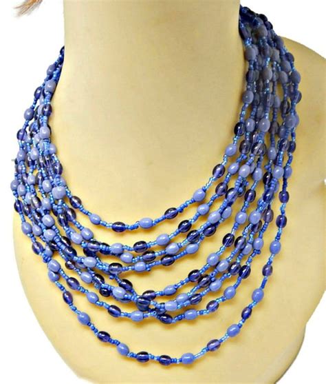 Beaded Necklace Multi Strand Amethyst And Lavender Glass Beads