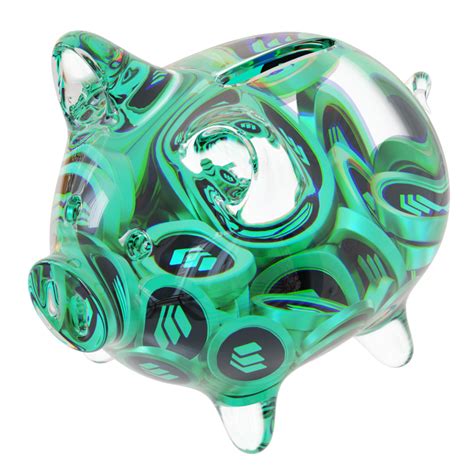 Compound COMP Clear Glass Piggy Bank With Decreasing Piles Of Crypto