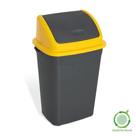 Dustbin With Flip Lid Plastic Black 50 Liters Alpha Den