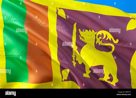 Ceylon flag. 3D Waving flag design. The national symbol of Sri Lanka ...