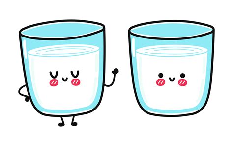 Linda Gracioso Vaso De Leche Personaje Vector Mano Dibujado Dibujos