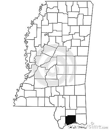 Map Of Harrison County In Mississippi State On White Background. Single ...