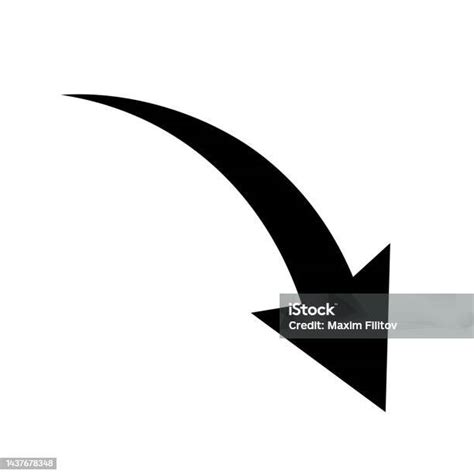 Sharp Curved Arrow Icon Vector Black Rounded Arrow Direction Pointer