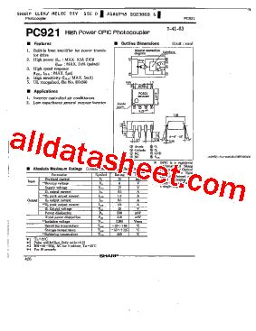 PC921 数据表 PDF Sharp Corporation