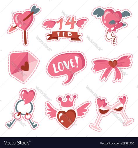 Happy Valentines Day Pack Love Stickers Royalty Free Vector