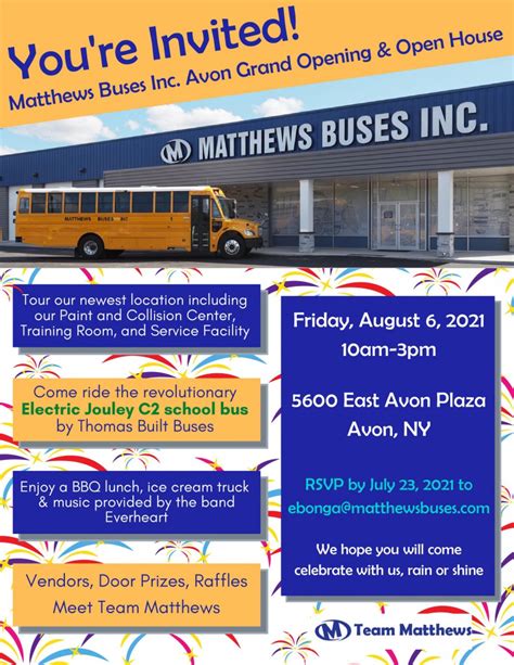 Avon Grand Opening And Open House Matthews Buses