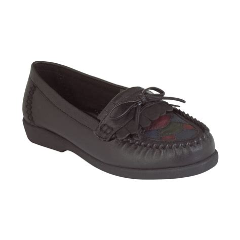 Basic Editions Womens Eloise Blackmulticolor Leather Comfort Moccasin