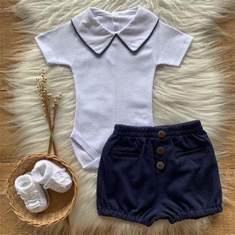 Conjunto Bebe Short E Body Em Algod O Pima Gola Profundo Safine Baby