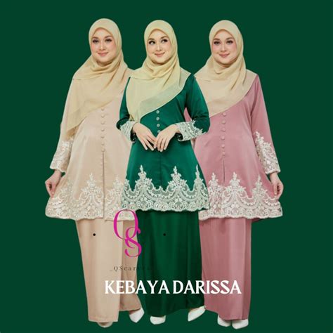 Kebaya Moden Lace Darissa Sedondon Ibu Anak Raya Soft Nude Emerald