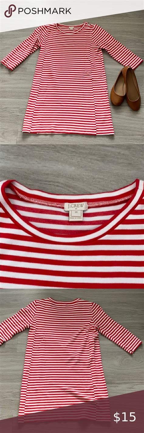 J Crew Factory Red And White Striped Dress Gingham Shirt Dress