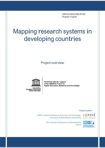 Mapping Research Systems In Developing Countries Project Overview