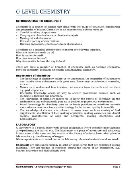 Solution O Level Chemistry Notes Studypool