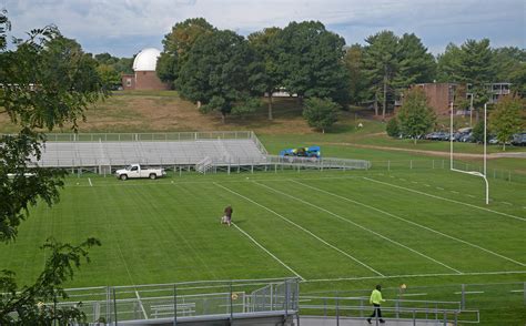 Wesleyan Photo — Athletic Crews Are Marking Corwin Stadiums Field