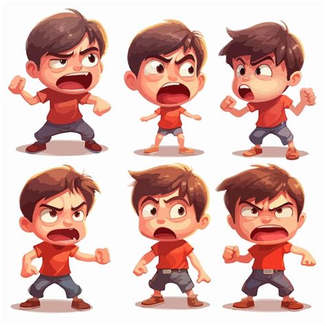 Premium Vector Boy Anger Emotion In Vector Illustration