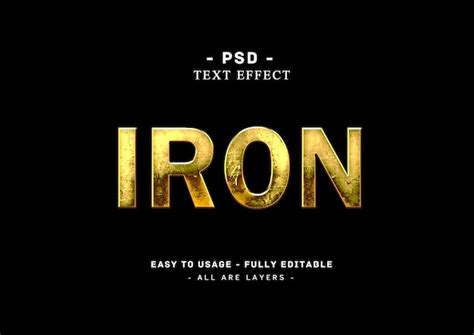 Effet De Texte En Fer Dor Psd Premium