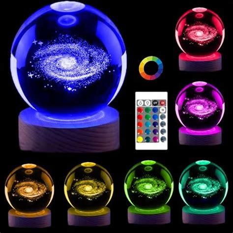 Genyerl 3D Galaxy Light 16 Color Solar System Crystal Ball Night Light