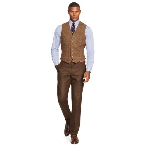 Polo Ralph Lauren Plaid Wool Vest In Brown For Men Lyst