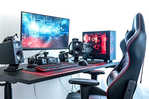 Premium Photo | Isolated Setup of Gaming Chair and Computer