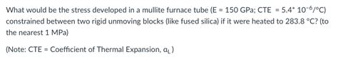 Solved What Would Be The Stress Developed In A Mullite Chegg