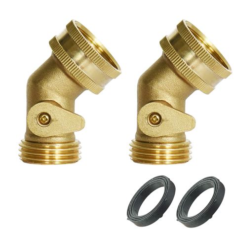 Buy PLG Brass 45 Degree Garden Hose Elbow Connector With Shut Off Valve