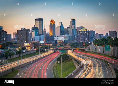 Minneapolis Downtown Skyline at Dusk Stock Photo - Alamy