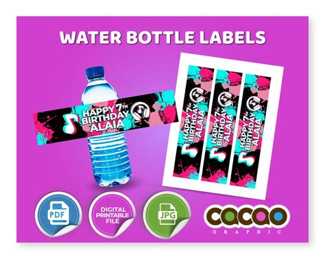 Tik Tok Water Bottle Labels Tik Tok Party Water Bottle Etsy