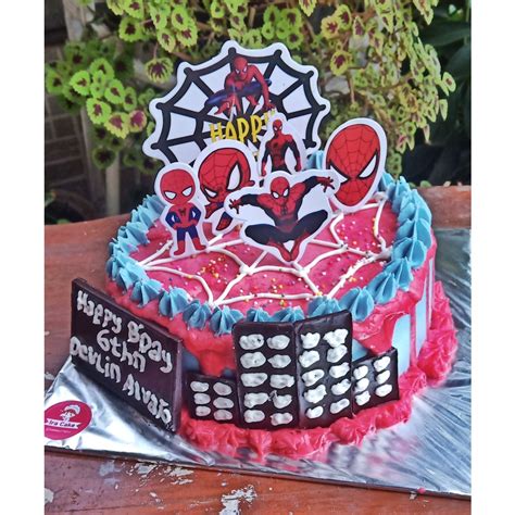 Jual Kue Ulang Tahun Karakter Spiderman Uk 16cm 20cm Shopee Indonesia