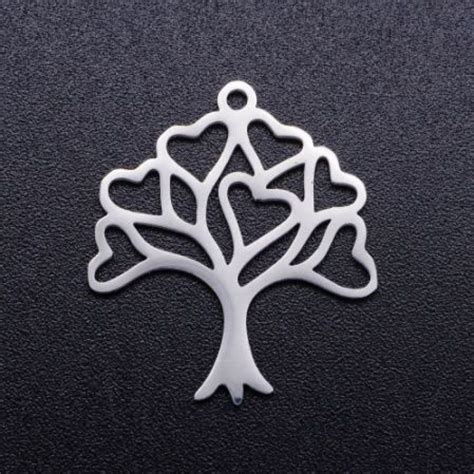 1 breloque pendentif arbre de vie acier inoxydable métal