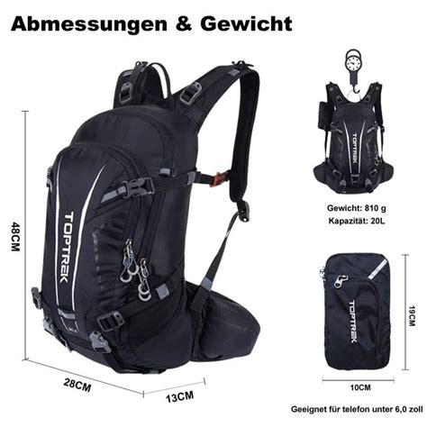 Toptrek Fahrradrucksack L Fahrrad Rucks Cke Mit Regenschutz Und