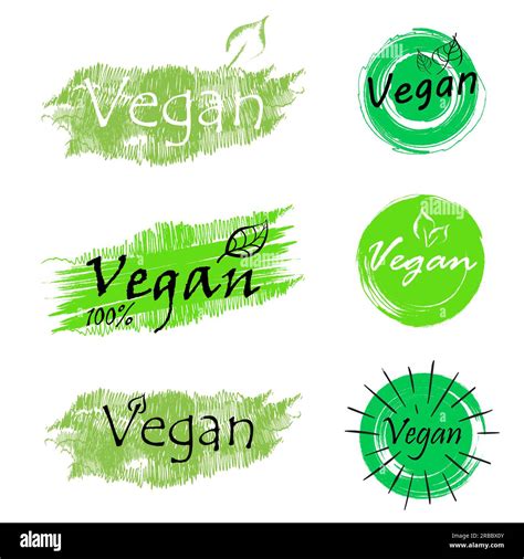 Vegan Icon Set Bio Ecology Organic Logos And Badges Label Tag