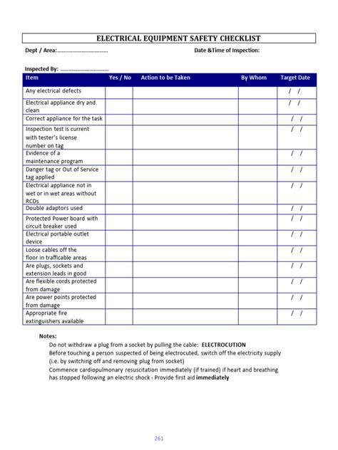 001_Electrical Equipment Safety Checklist | PDF