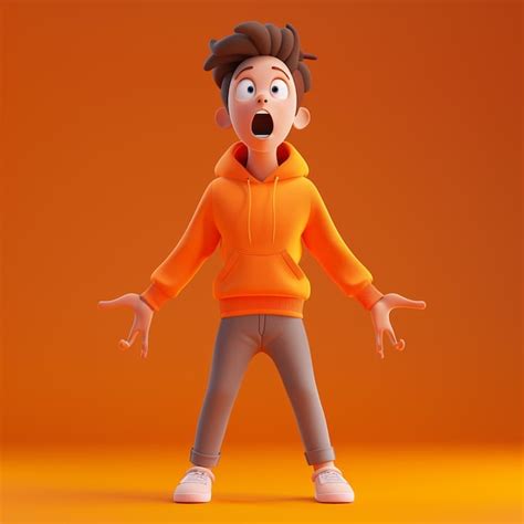 View of 3d shocked man with mouth wide open | Premium AI-generated image