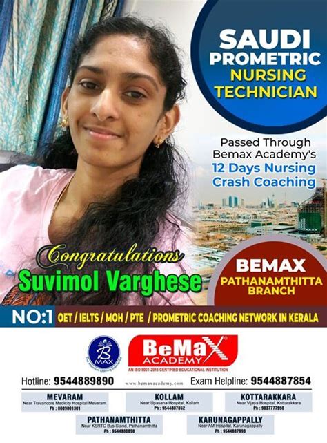 Congrats Ms Suvimol Varghese For Your Excellent Result In Saudi