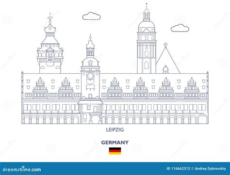 Leipzig Skyline Vector Outline Sketch Stock Photography Cartoondealer