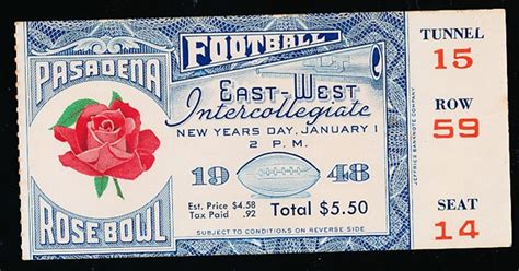 Lot Detail January 1 1948 Rose Bowl College Ftbl Ticket Stub