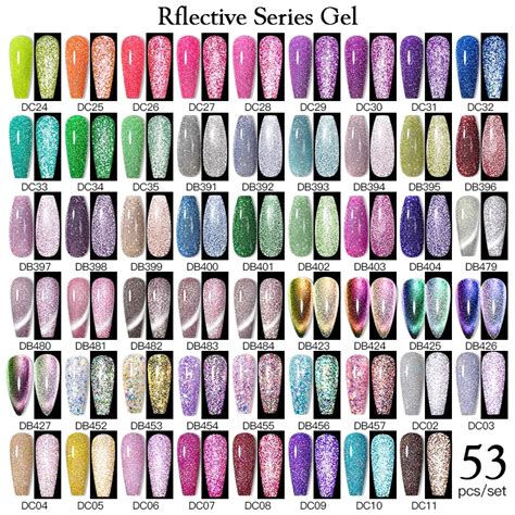 Mtssii Reflective Gel Nail Polish Set Colors Semi Permanent Glitter