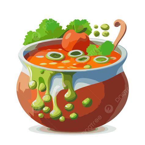 Vegetable Soup Sticker Clipart Southwestern Vegetable Stew In The Red Sauce Vector Illustration