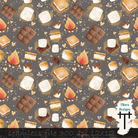 Smores Seamless Smores On Grey Background File Fall Seamless Camping