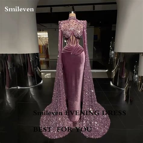 Smileven Luxurious Beaded Purple Mermaid Prom Dresses Evening Gowns