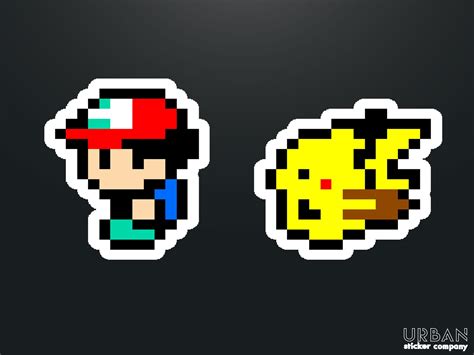 8 Bit Ash And Pikachu Pokemon Waterproof Sticker Etsy