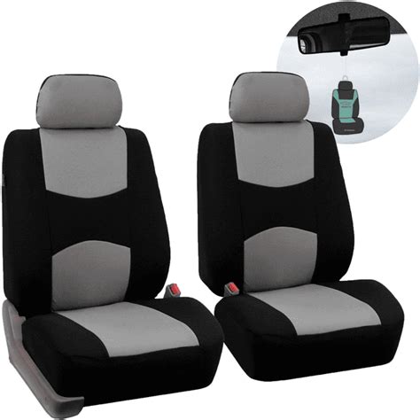 Fh Group Flat Cloth Car Seat Cover Universal Gray Front Set Seat Covers With Air Freshener