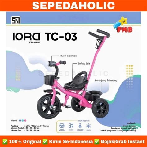 Jual Sepeda Anak Roda Tiga 3 Pmb Iora Tc 03 Stir Tricycle Lampu Musik