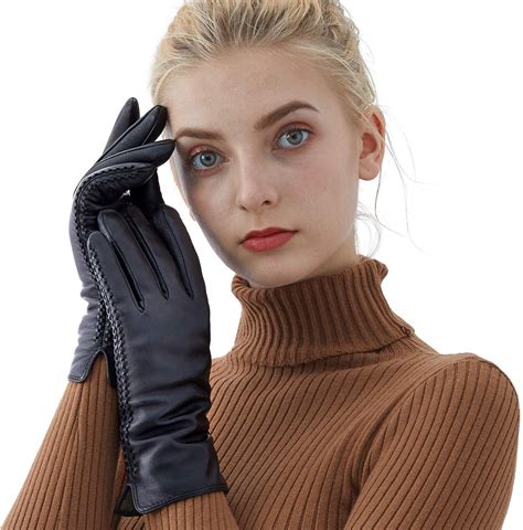 Womens Leather Winter Gloves