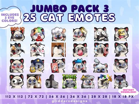 Siamese Cat Twitch Emote Jumbo Pack Siamese Cat Emotes Siamese Cat