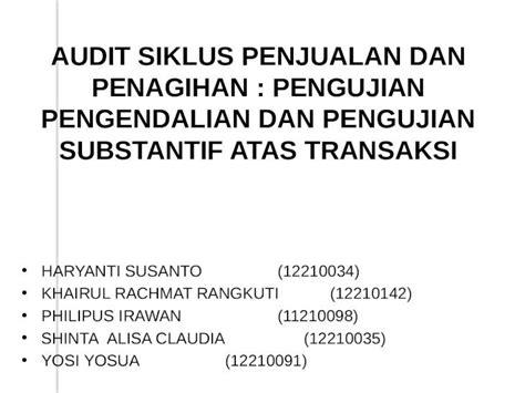 PPTX AUDIT SIKLUS PENJUALAN DAN PENAGIHAN DOKUMEN TIPS