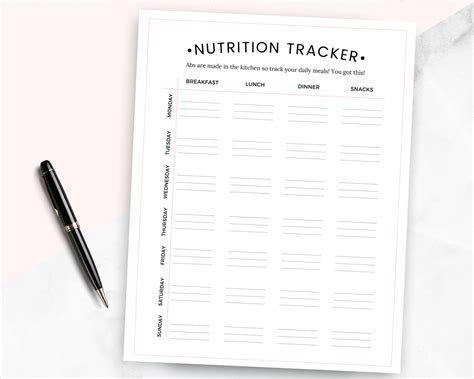 Meal Planner Printable Meal Tracker Printable Nutrition Tracker Printable Nutrition Log Food