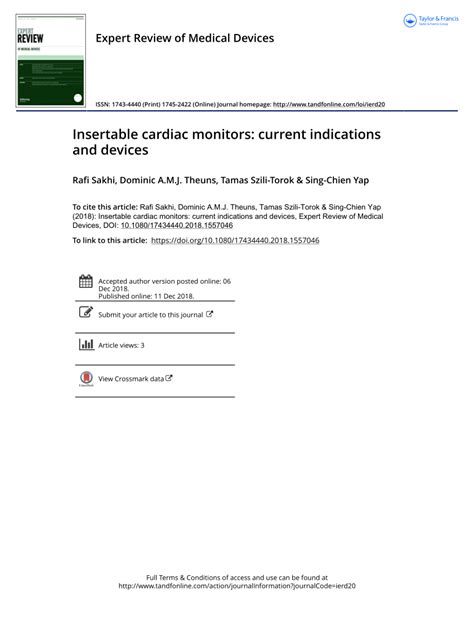 Pdf Insertable Cardiac Monitors Current Indications And Devices