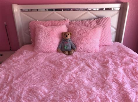 The Softy Pink Bed Set Fluffy Bedding Pink Bedding Set Pink Bedding